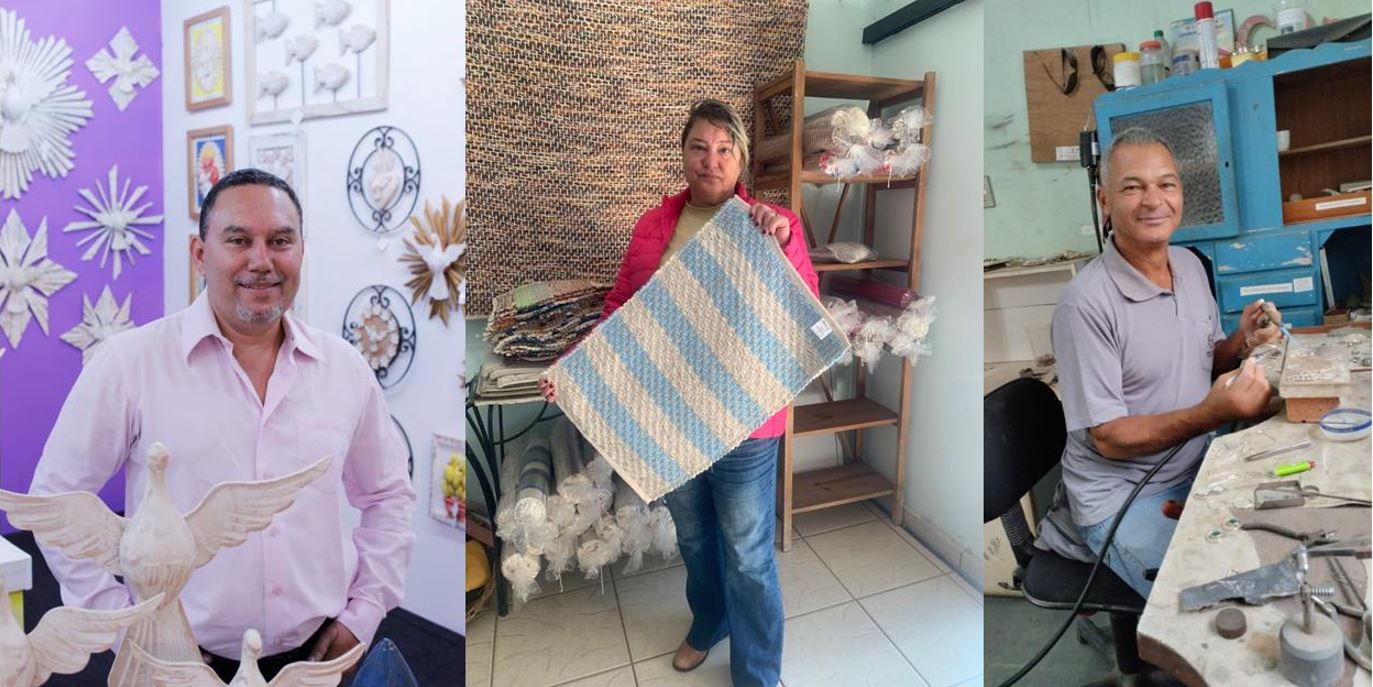 Os artesaos Josias Silmara e Joao Batista